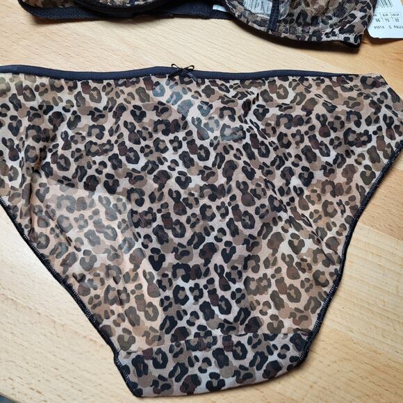 Aubade Paris Nudessence Sheer Leopard Print 32C Half Cup & Briefs Size XS NWT - Picture 4 of 11